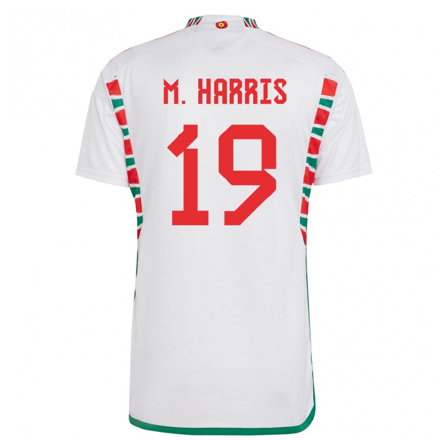 Kandiny Hombre Camiseta Gales Mark Harris #19 Blanco 2ª Equipación 22-24 La Camisa Chile