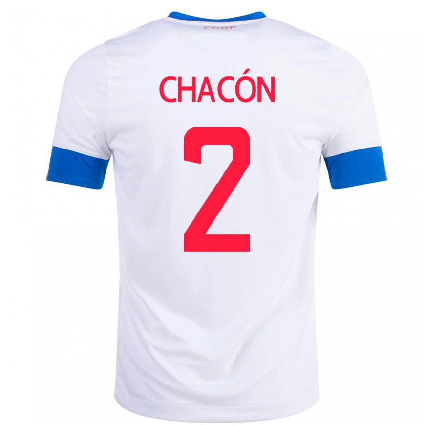 Kandiny Hombre Camiseta Costa Rica Daniel Chacon #2 Blanco 2ª Equipación 22-24 La Camisa Chile