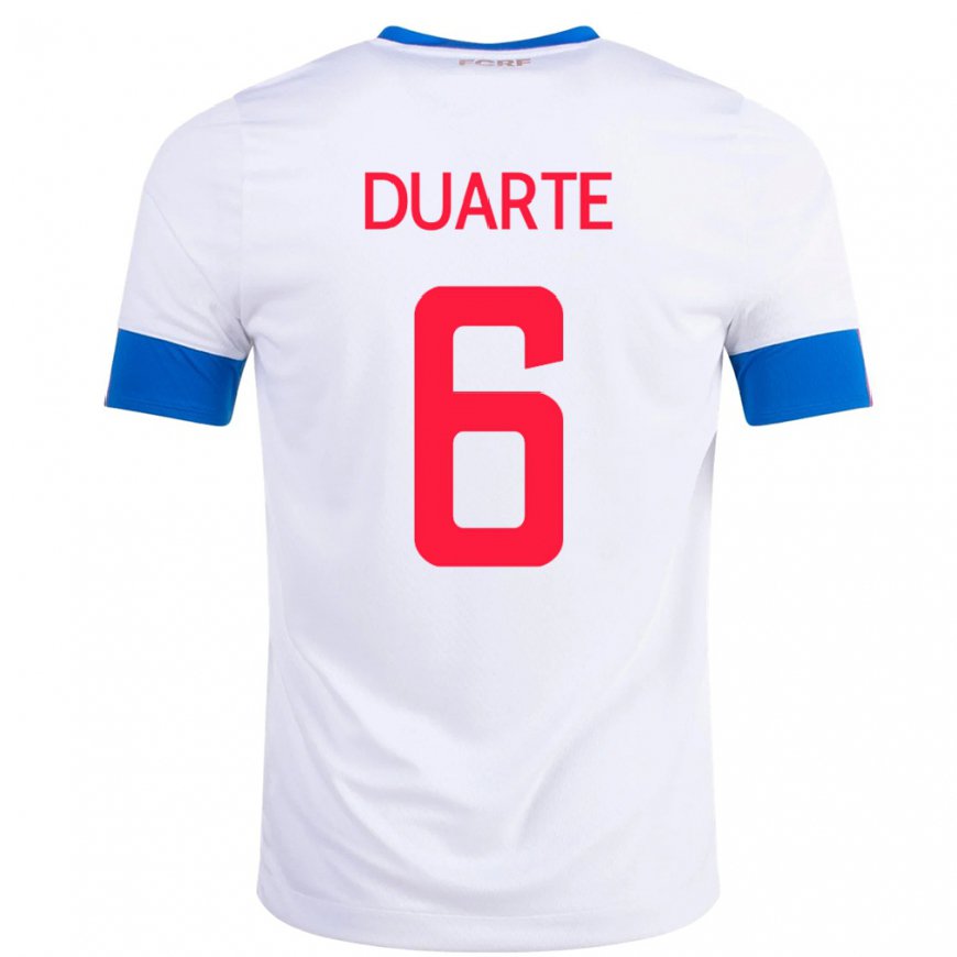 Kandiny Hombre Camiseta Costa Rica Oscar Duarte #6 Blanco 2ª Equipación 22-24 La Camisa Chile