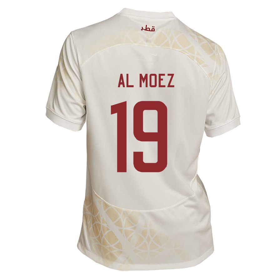 Kandiny Hombre Camiseta Catar Almoez Ali #19 Beis Dorado 2ª Equipación 22-24 La Camisa Chile