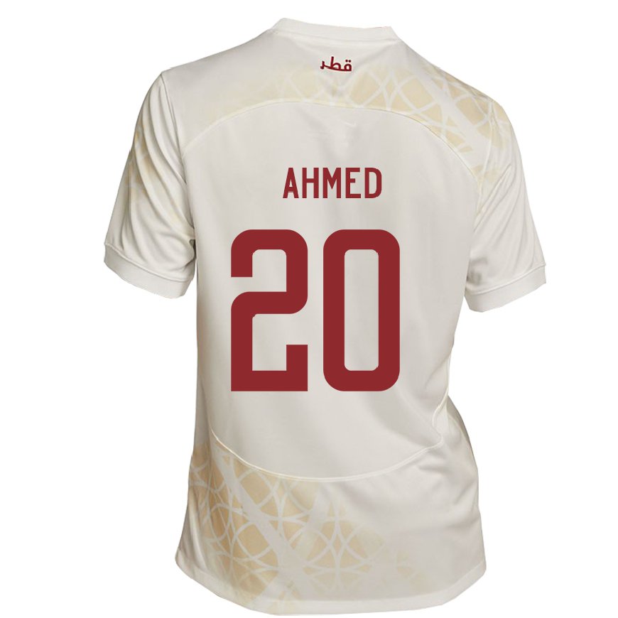 Kandiny Hombre Camiseta Catar Ahmed Fadel Hasaba #20 Beis Dorado 2ª Equipación 22-24 La Camisa Chile