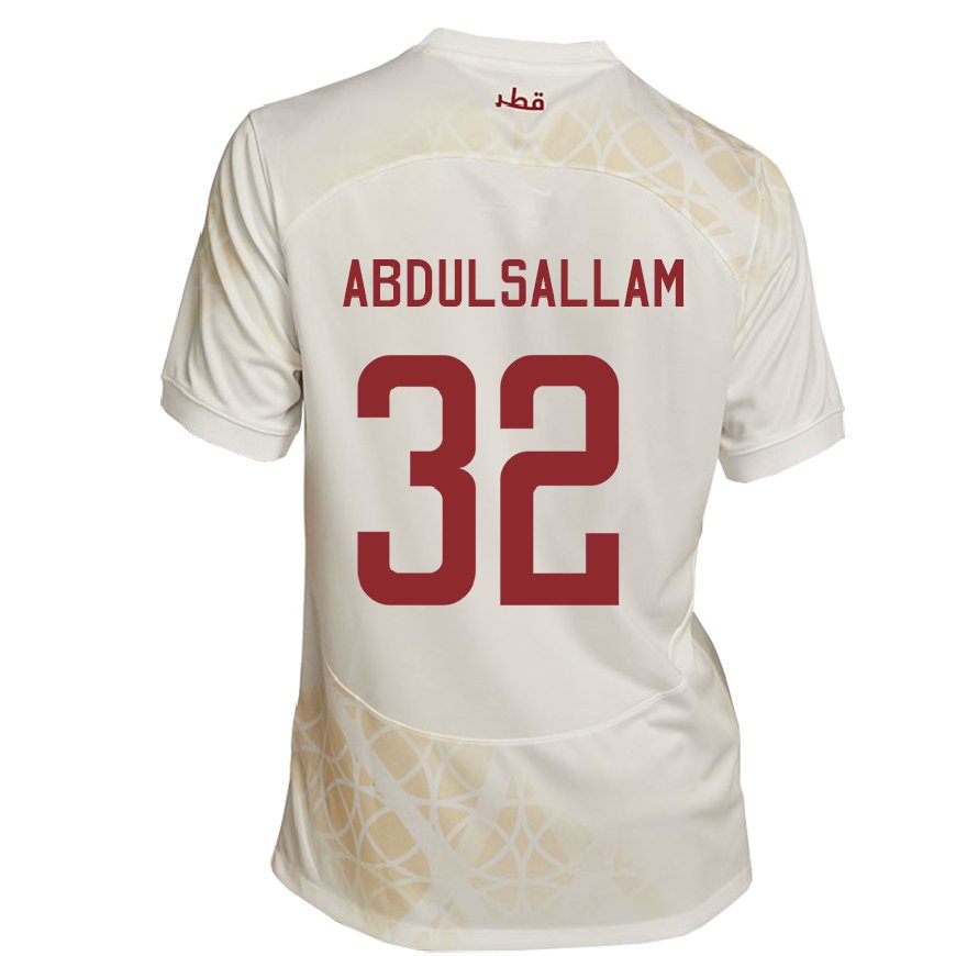 Kandiny Hombre Camiseta Catar Jassem Gaber Abdulsallam #32 Beis Dorado 2ª Equipación 22-24 La Camisa Chile