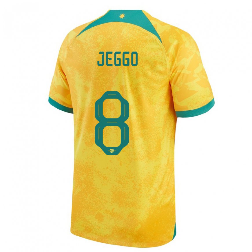 Kandiny Mujer Camiseta Australia James Jeggo #8 Dorado 1ª Equipación 22-24 La Camisa Chile