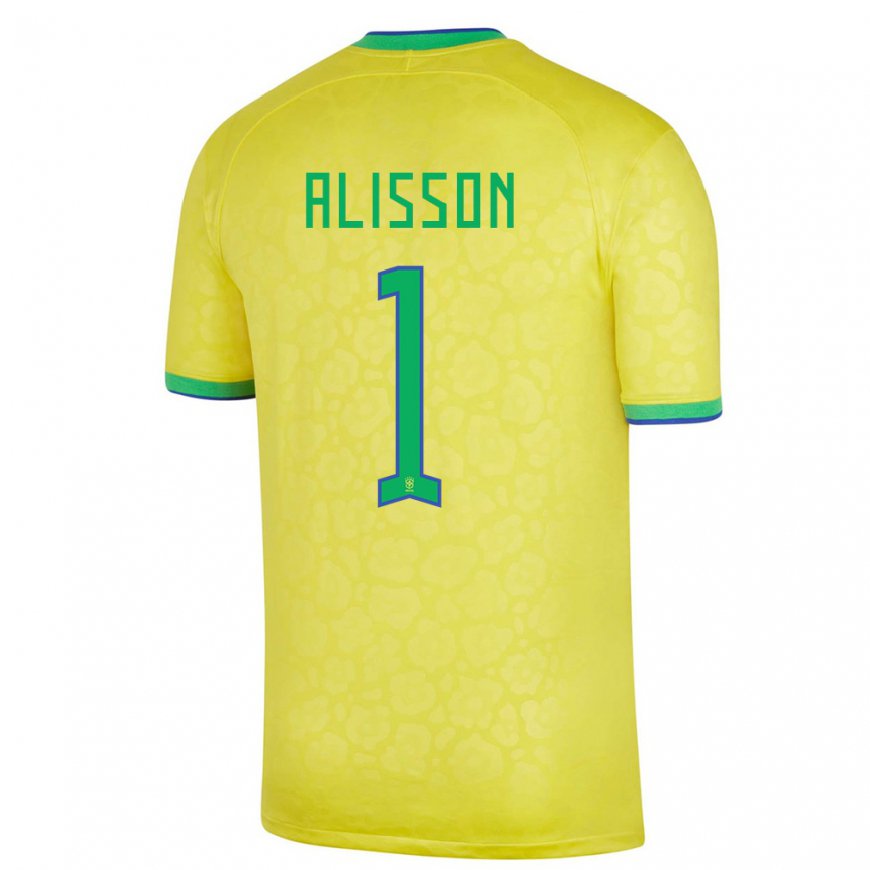 Kandiny Mujer Camiseta Brasil Alisson #1 Amarillo 1ª Equipación 22-24 La Camisa Chile