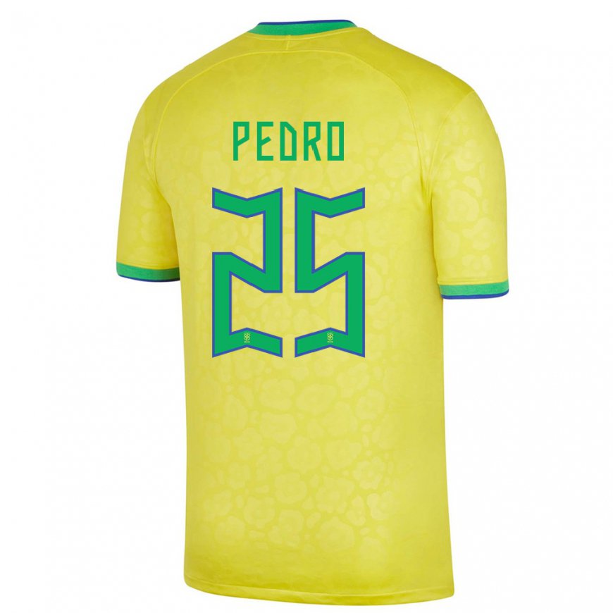 Kandiny Mujer Camiseta Brasil Pedro #25 Amarillo 1ª Equipación 22-24 La Camisa Chile