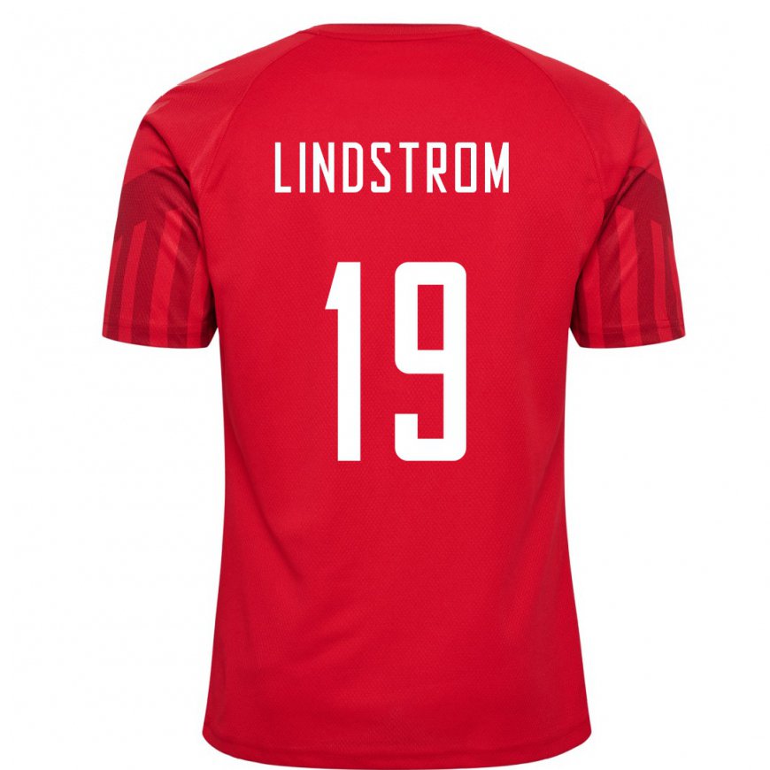 Kandiny Mujer Camiseta Dinamarca Jesper Lindstrom #19 Rojo 1ª Equipación 22-24 La Camisa Chile