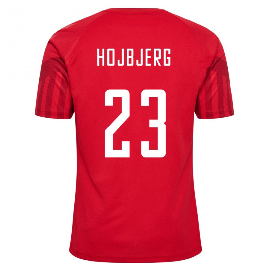 Kandiny Mujer Camiseta Dinamarca Pierre Emile Hojbjerg #23 Rojo 1ª Equipación 22-24 La Camisa Chile