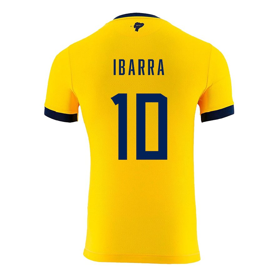 Kandiny Mujer Camiseta Ecuador Romario Ibarra #10 Amarillo 1ª Equipación 22-24 La Camisa Chile