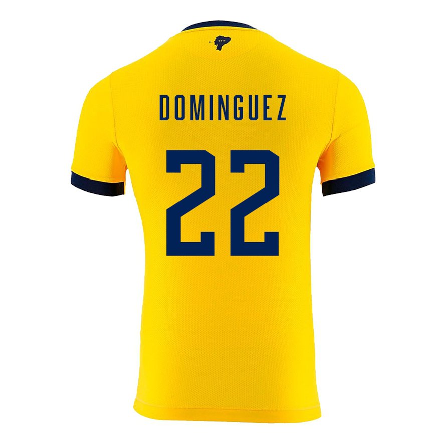 Kandiny Mujer Camiseta Ecuador Alexander Dominguez #22 Amarillo 1ª Equipación 22-24 La Camisa Chile