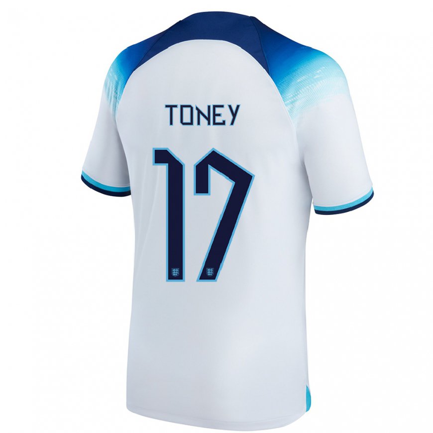 Kandiny Mujer Camiseta Inglaterra Ivan Toney #17 Blanco Azul 1ª Equipación 22-24 La Camisa Chile