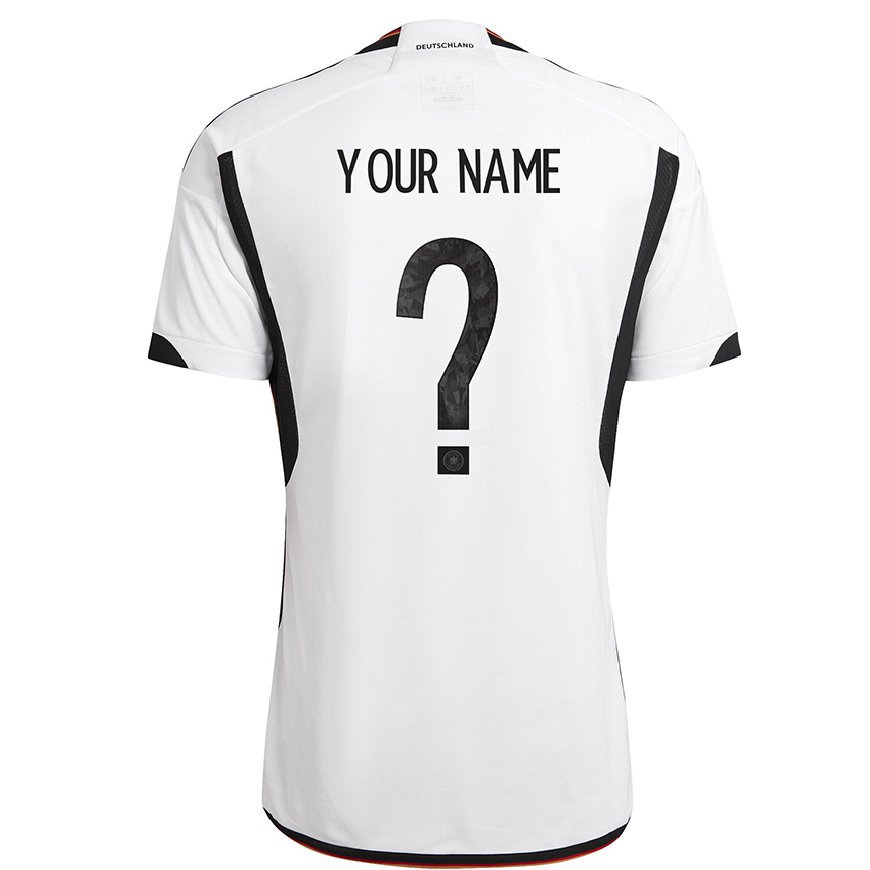 Kandiny Mujer Camiseta Alemania Su Nombre #0 Blanco Negro 1ª Equipación 22-24 La Camisa Chile