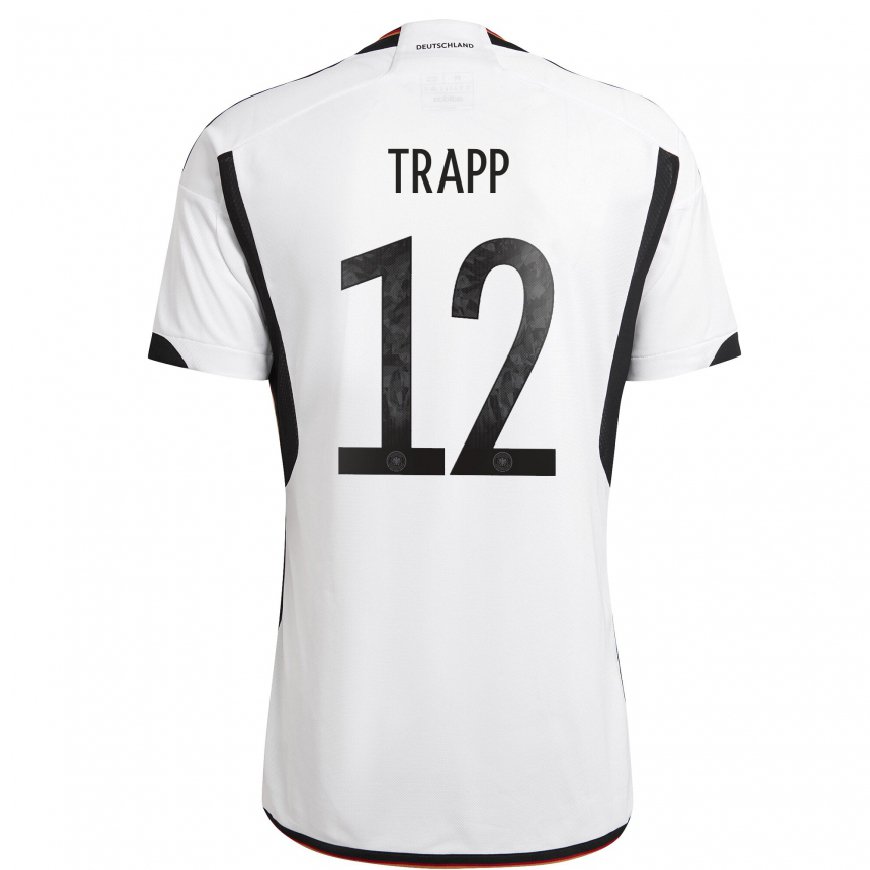 Kandiny Mujer Camiseta Alemania Kevin Trapp #12 Blanco Negro 1ª Equipación 22-24 La Camisa Chile