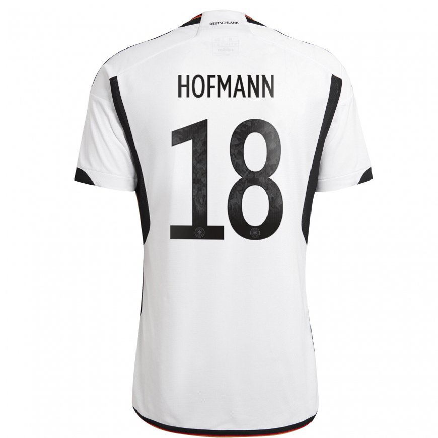 Kandiny Mujer Camiseta Alemania Jonas Hofmann #18 Blanco Negro 1ª Equipación 22-24 La Camisa Chile