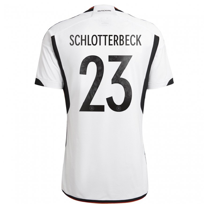 Kandiny Mujer Camiseta Alemania Nico Schlotterbeck #23 Blanco Negro 1ª Equipación 22-24 La Camisa Chile