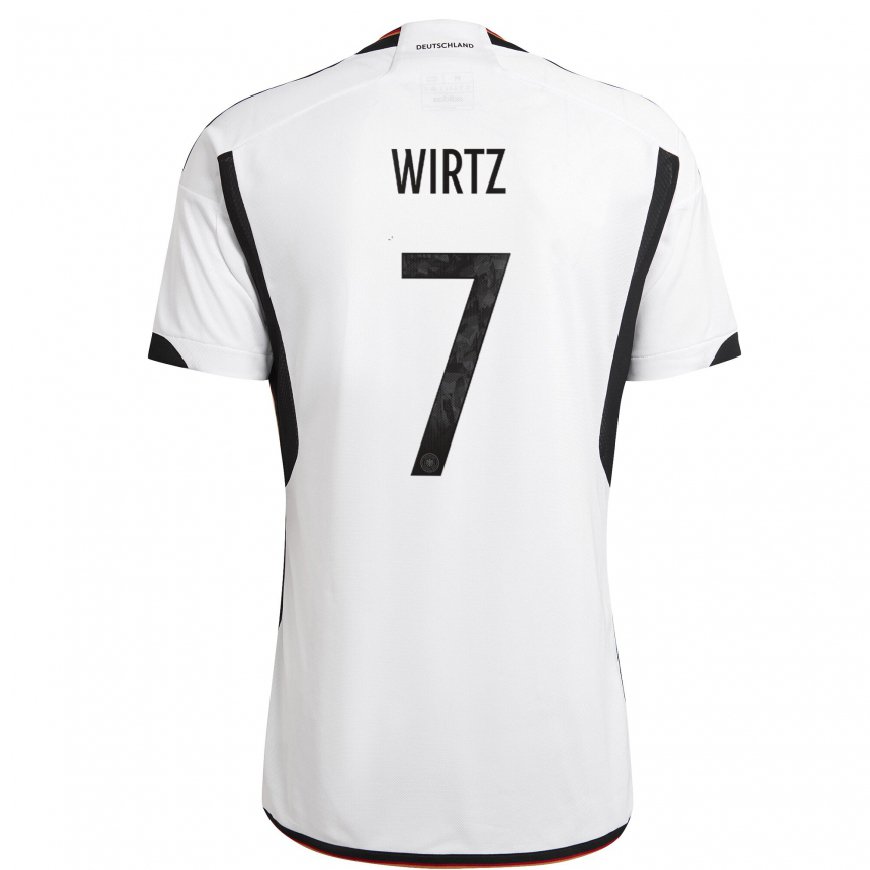Kandiny Mujer Camiseta Alemania Florian Wirtz #7 Blanco Negro 1ª Equipación 22-24 La Camisa Chile