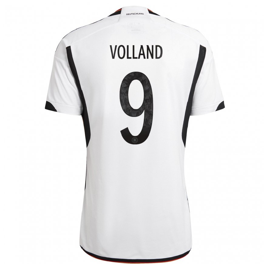 Kandiny Mujer Camiseta Alemania Kevin Volland #9 Blanco Negro 1ª Equipación 22-24 La Camisa Chile