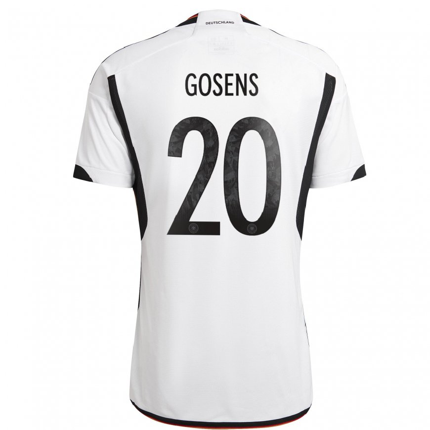 Kandiny Mujer Camiseta Alemania Robin Gosens #20 Blanco Negro 1ª Equipación 22-24 La Camisa Chile