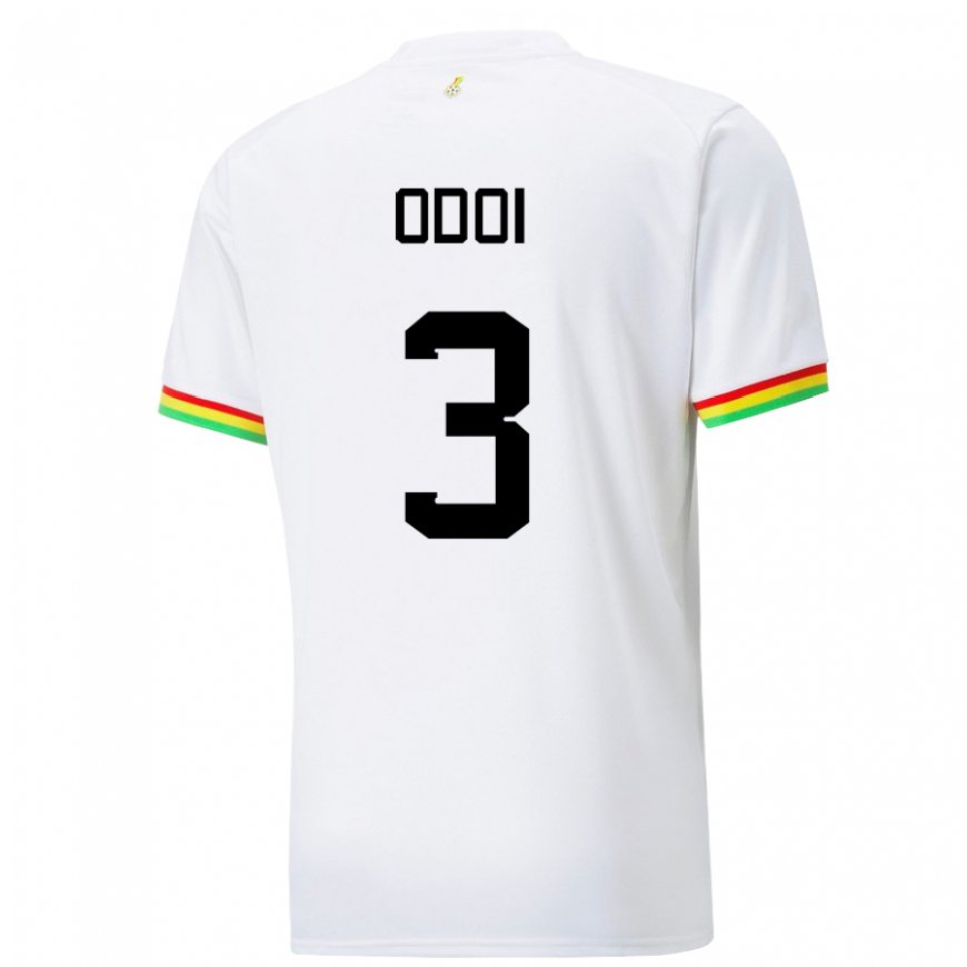 Kandiny Mujer Camiseta Ghana Denis Odoi #3 Blanco 1ª Equipación 22-24 La Camisa Chile