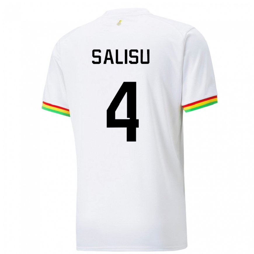 Kandiny Mujer Camiseta Ghana Mohammed Salisu #4 Blanco 1ª Equipación 22-24 La Camisa Chile