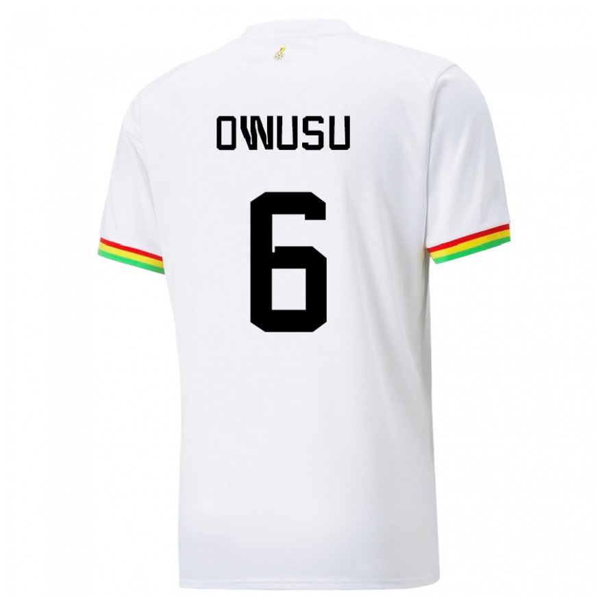 Kandiny Mujer Camiseta Ghana Elisha Owusu #6 Blanco 1ª Equipación 22-24 La Camisa Chile