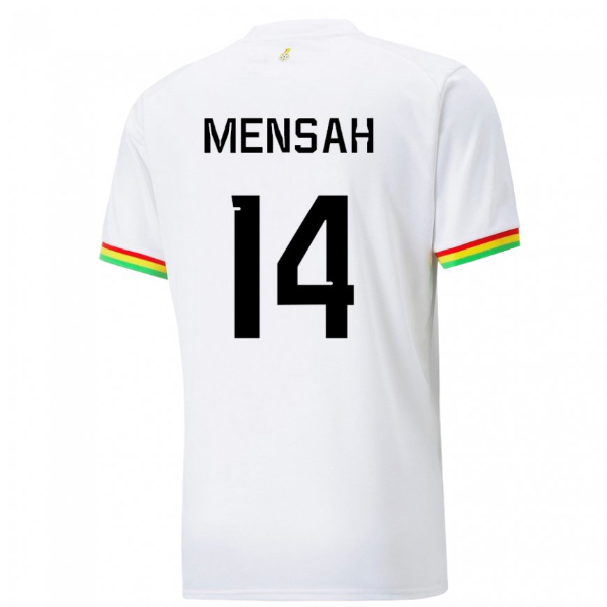 Kandiny Mujer Camiseta Ghana Gideon Mensah #14 Blanco 1ª Equipación 22-24 La Camisa Chile