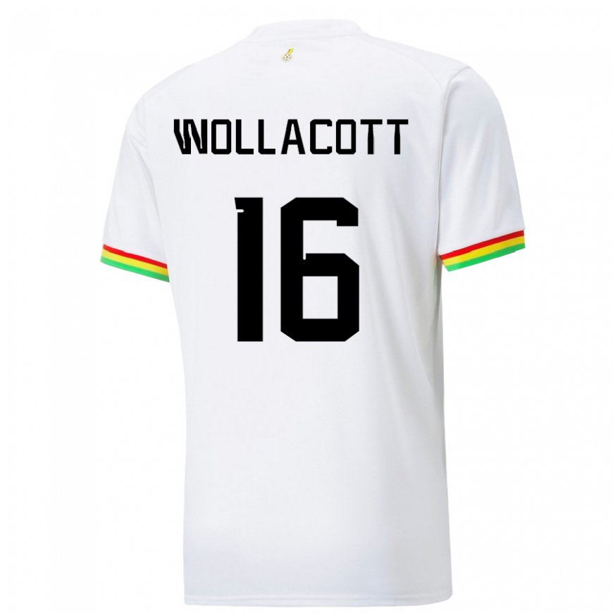 Kandiny Mujer Camiseta Ghana Joe Wollacott #16 Blanco 1ª Equipación 22-24 La Camisa Chile