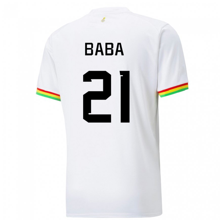Kandiny Mujer Camiseta Ghana Iddrisu Baba #21 Blanco 1ª Equipación 22-24 La Camisa Chile