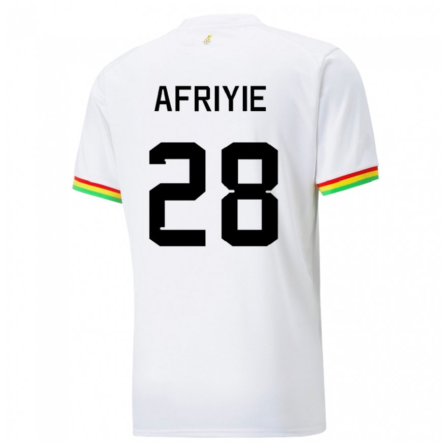 Kandiny Mujer Camiseta Ghana Daniel Afriyie #28 Blanco 1ª Equipación 22-24 La Camisa Chile
