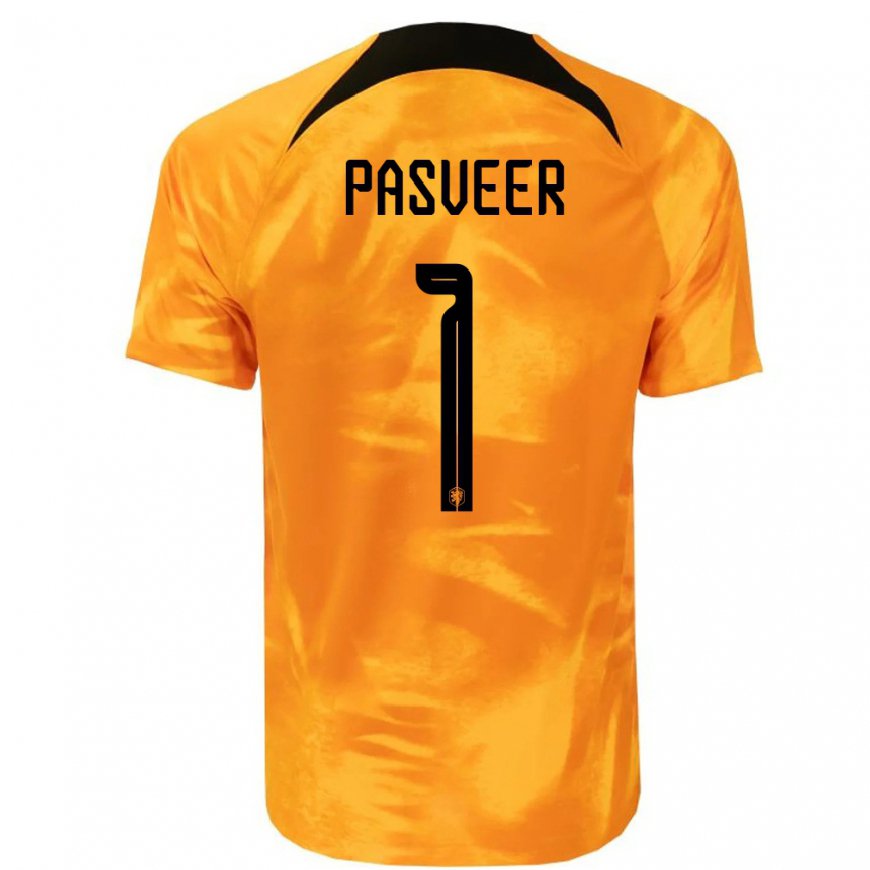 Kandiny Mujer Camiseta Países Bajos Remko Pasveer #1 Naranja Láser 1ª Equipación 22-24 La Camisa Chile