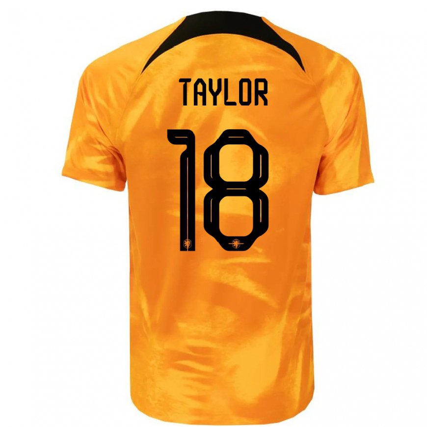 Kandiny Mujer Camiseta Países Bajos Kenneth Taylor #18 Naranja Láser 1ª Equipación 22-24 La Camisa Chile