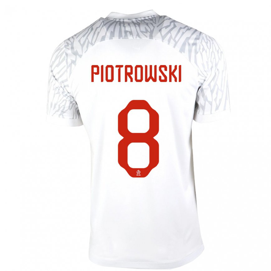 Kandiny Mujer Camiseta Polonia Jakub Piotrowski #8 Blanco 1ª Equipación 22-24 La Camisa Chile