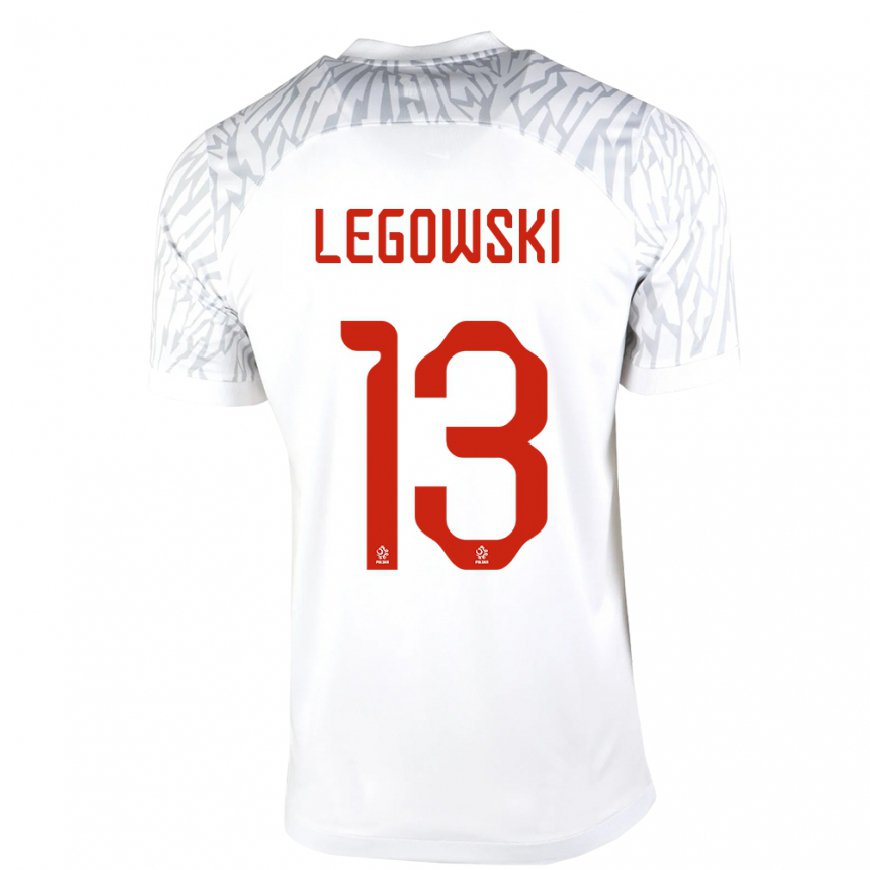 Kandiny Mujer Camiseta Polonia Mateusz Legowski #13 Blanco 1ª Equipación 22-24 La Camisa Chile