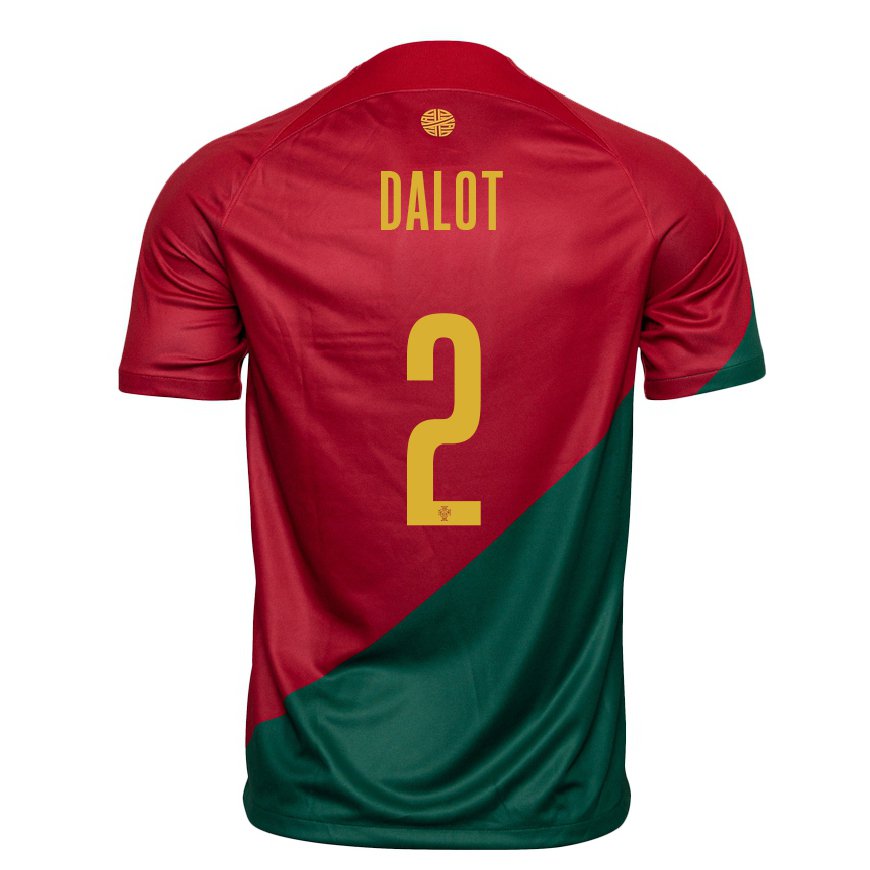 Kandiny Mujer Camiseta Portugal Diogo Dalot #2 Rojo Verde 1ª Equipación 22-24 La Camisa Chile