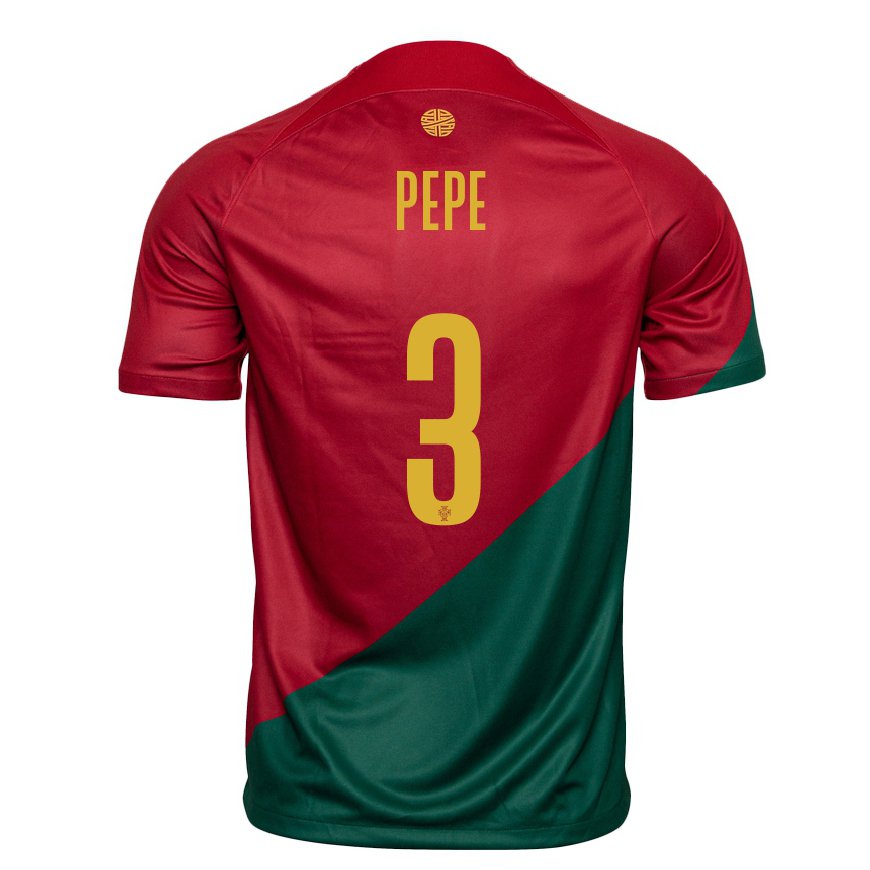 Kandiny Mujer Camiseta Portugal Pepe #3 Rojo Verde 1ª Equipación 22-24 La Camisa Chile