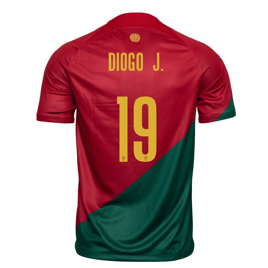 Kandiny Mujer Camiseta Portugal Diogo Jota #19 Rojo Verde 1ª Equipación 22-24 La Camisa Chile