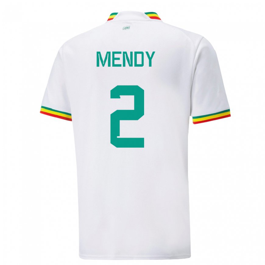Kandiny Mujer Camiseta Senegal Formose Mendy #2 Blanco 1ª Equipación 22-24 La Camisa Chile