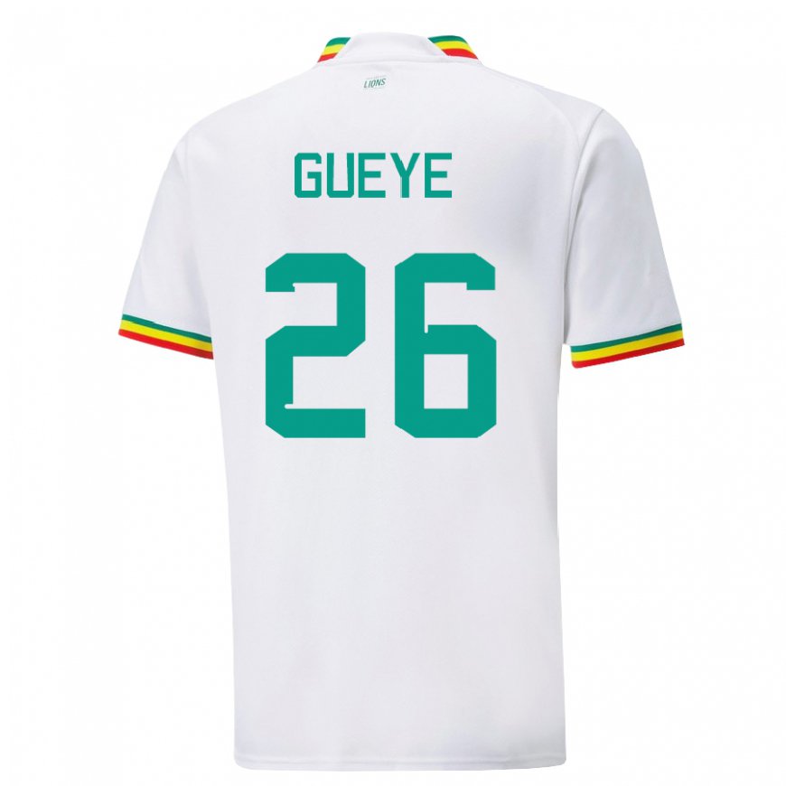 Kandiny Mujer Camiseta Senegal Pape Gueye #26 Blanco 1ª Equipación 22-24 La Camisa Chile