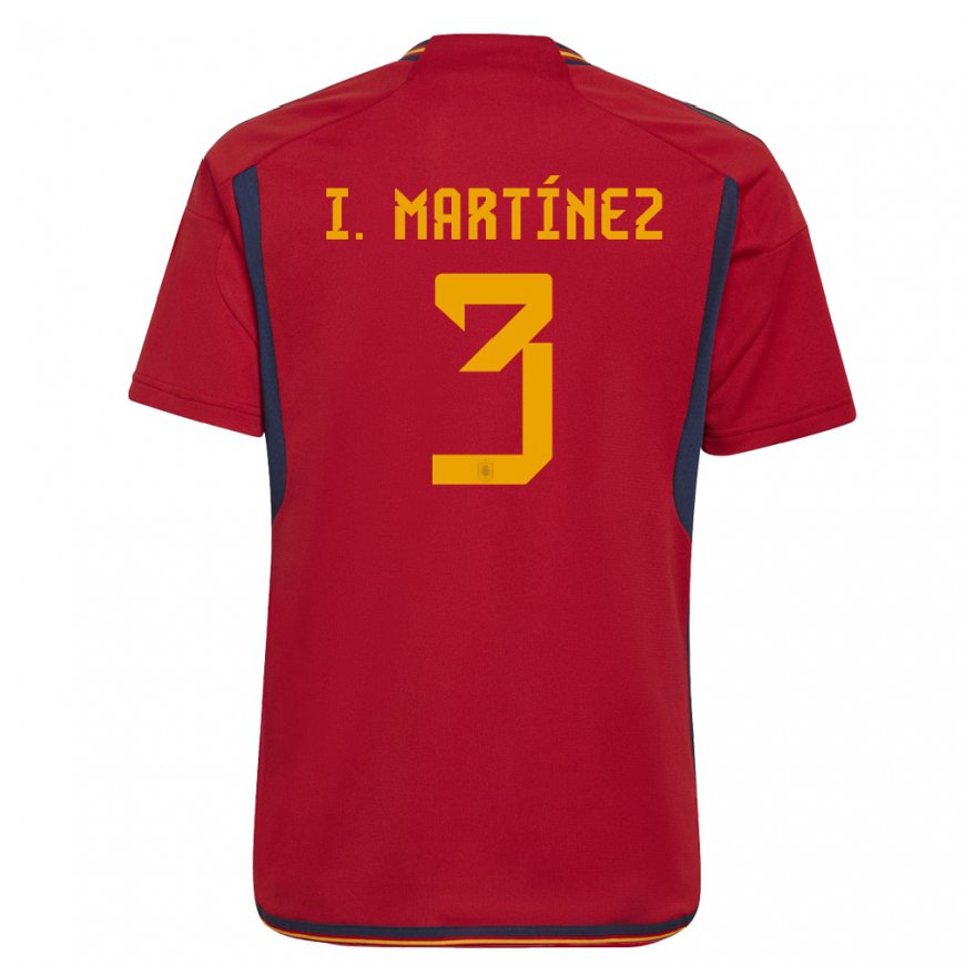 Kandiny Mujer Camiseta España Inigo Martinez #3 Rojo 1ª Equipación 22-24 La Camisa Chile