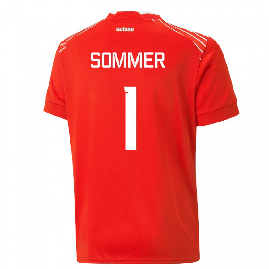 Kandiny Mujer Camiseta Suiza Yann Sommer #1 Rojo 1ª Equipación 22-24 La Camisa Chile