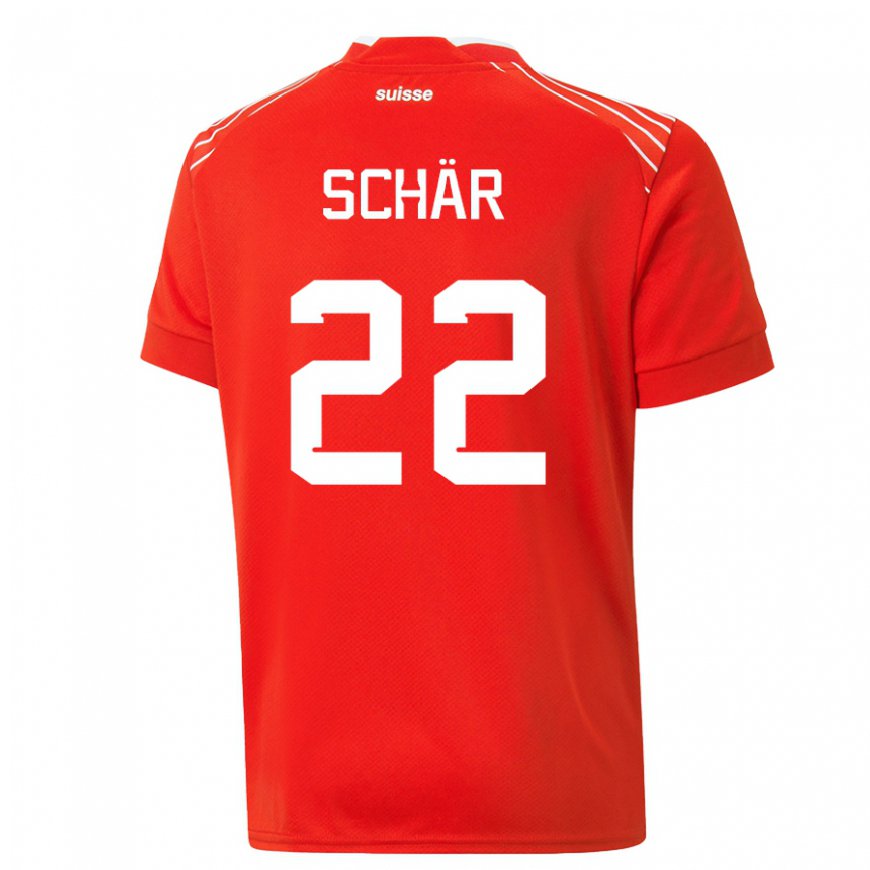 Kandiny Mujer Camiseta Suiza Fabian Schar #22 Rojo 1ª Equipación 22-24 La Camisa Chile