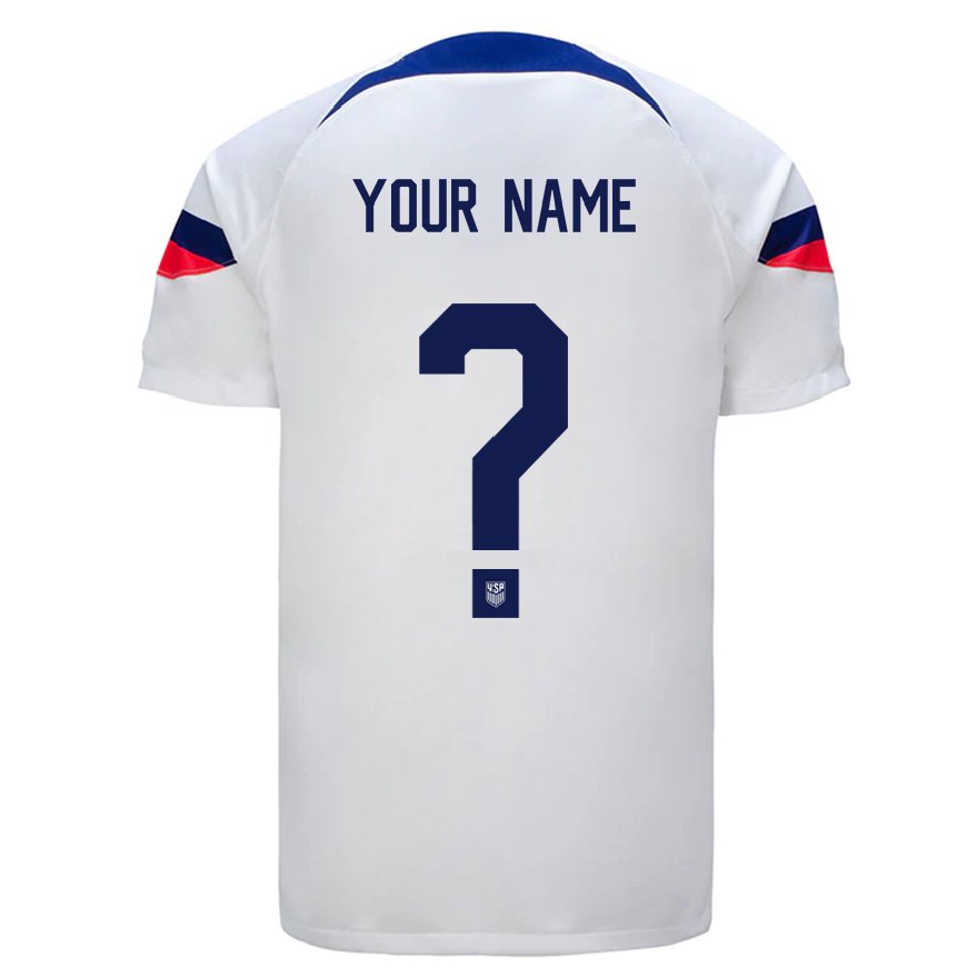 Kandiny Mujer Camiseta Estados Unidos Su Nombre #0 Blanco 1ª Equipación 22-24 La Camisa Chile