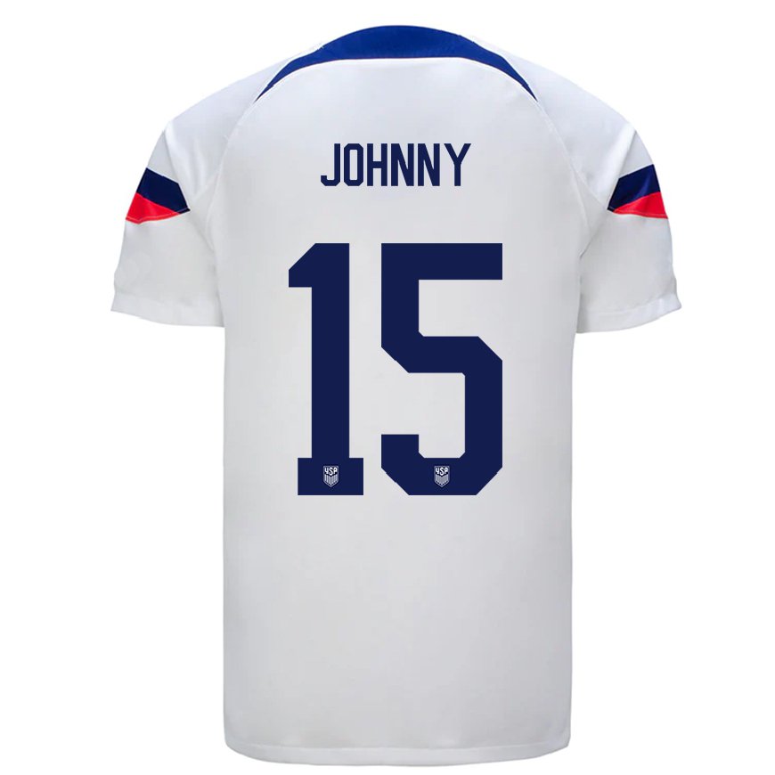 Kandiny Mujer Camiseta Estados Unidos Johnny #15 Blanco 1ª Equipación 22-24 La Camisa Chile