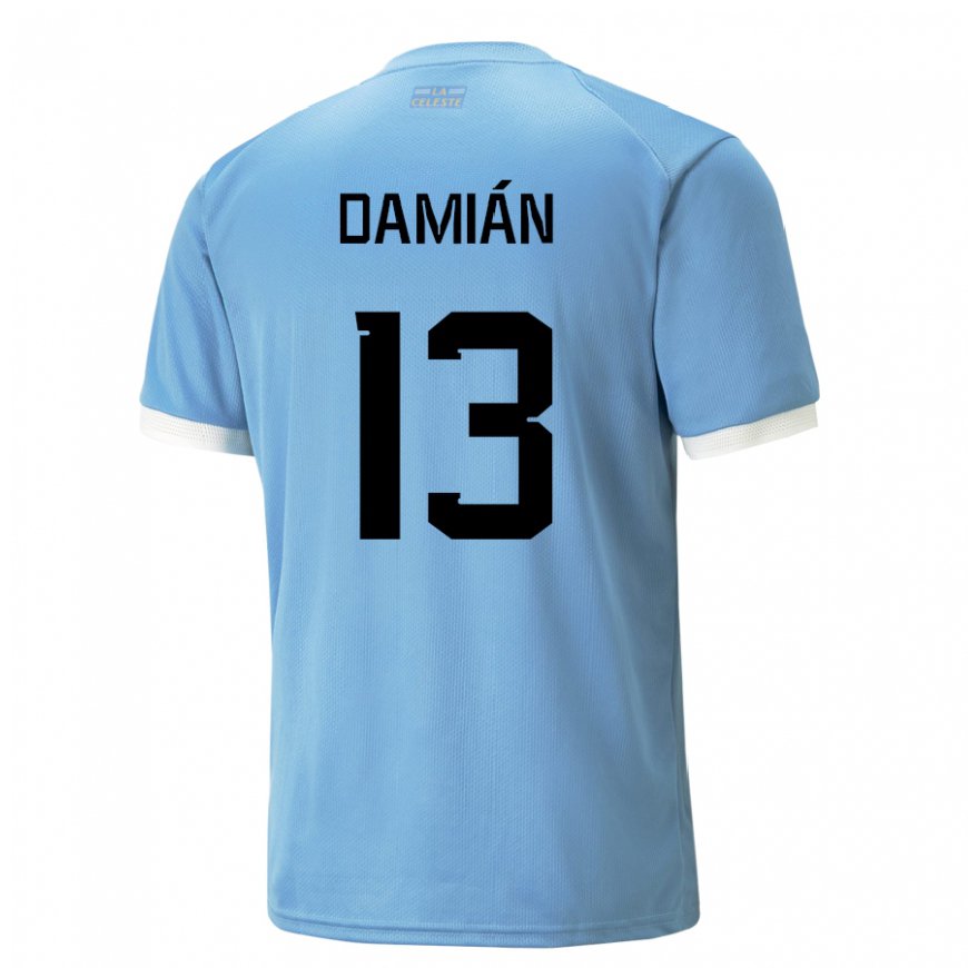Kandiny Mujer Camiseta Uruguay Damian Suarez #13 Azul 1ª Equipación 22-24 La Camisa Chile