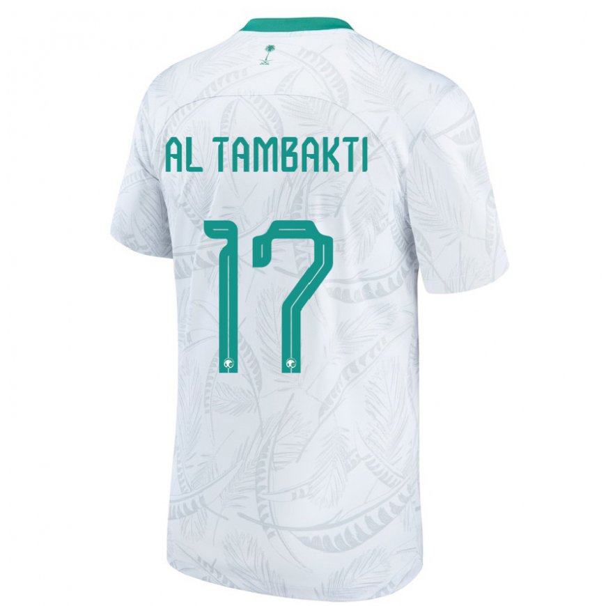 Kandiny Mujer Camiseta Arabia Saudita Hassan Al Tambakti #17 Blanco 1ª Equipación 22-24 La Camisa Chile