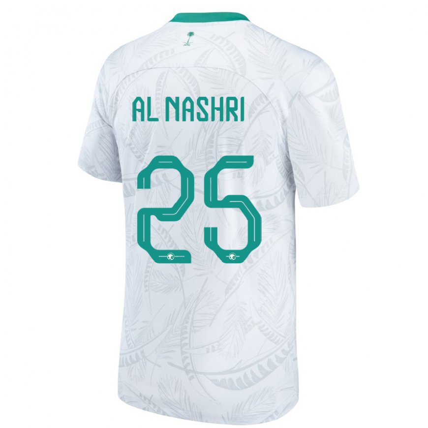 Kandiny Mujer Camiseta Arabia Saudita Awad Al Nashri #25 Blanco 1ª Equipación 22-24 La Camisa Chile