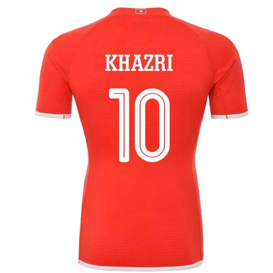Kandiny Mujer Camiseta Túnez Wahbi Khazri #10 Rojo 1ª Equipación 22-24 La Camisa Chile