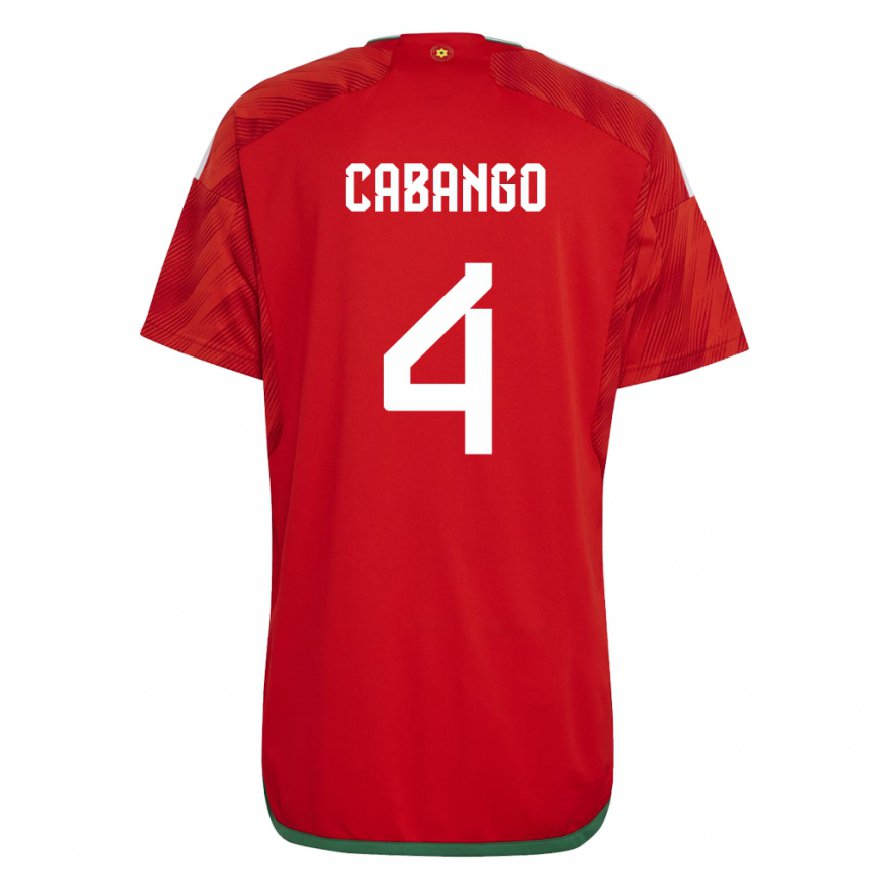 Kandiny Mujer Camiseta Gales Ben Cabango #4 Rojo 1ª Equipación 22-24 La Camisa Chile