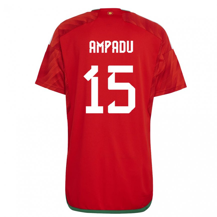 Kandiny Mujer Camiseta Gales Ethan Ampadu #15 Rojo 1ª Equipación 22-24 La Camisa Chile