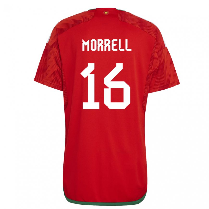 Kandiny Mujer Camiseta Gales Joe Morrell #16 Rojo 1ª Equipación 22-24 La Camisa Chile