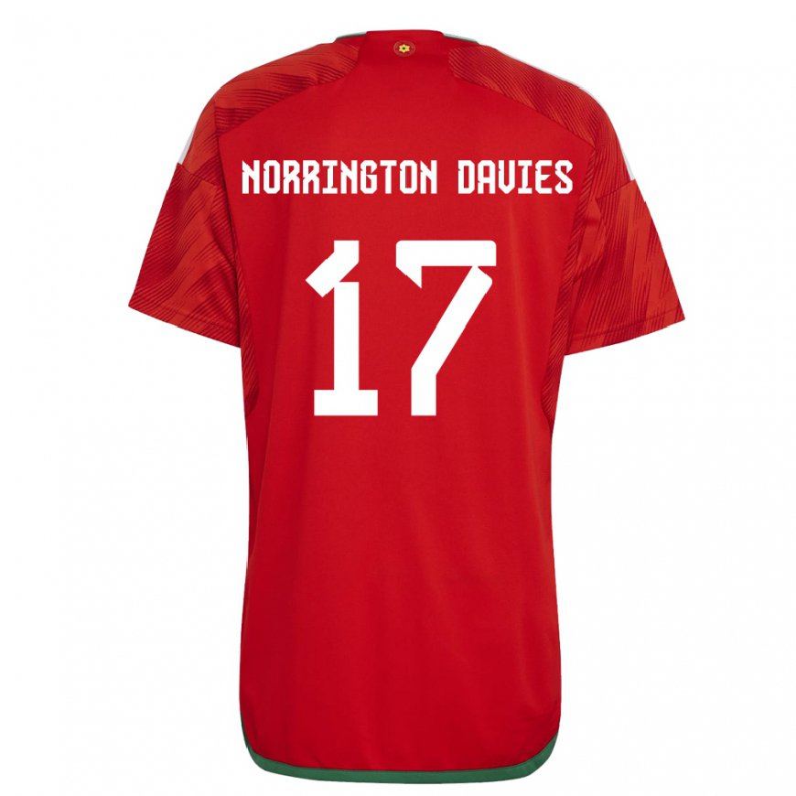 Kandiny Mujer Camiseta Gales Rhys Norrington Davies #17 Rojo 1ª Equipación 22-24 La Camisa Chile